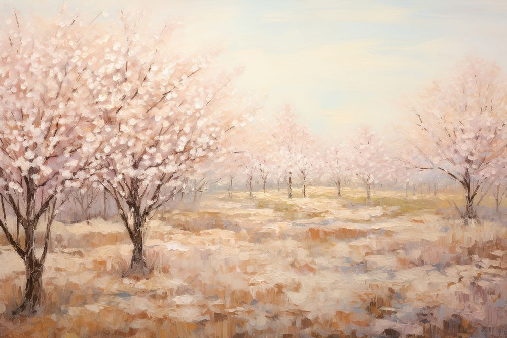 Cherry blossom painting flower plant. AI generated Image by rawpixel.