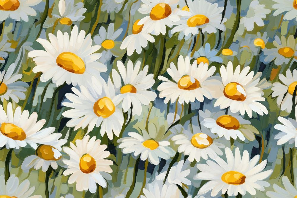 Pattern of chamomile painting flower daisy. AI generated Image by rawpixel.
