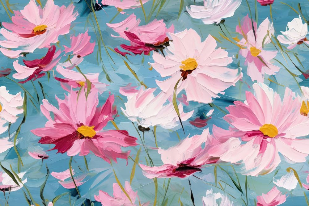 Pattern of cosmos outdoors painting flower. AI generated Image by rawpixel.