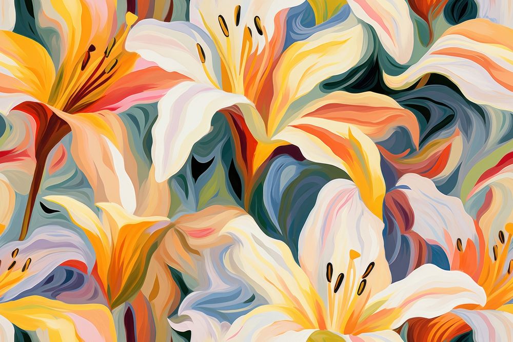 Pattern of lily painting flower petal. 
