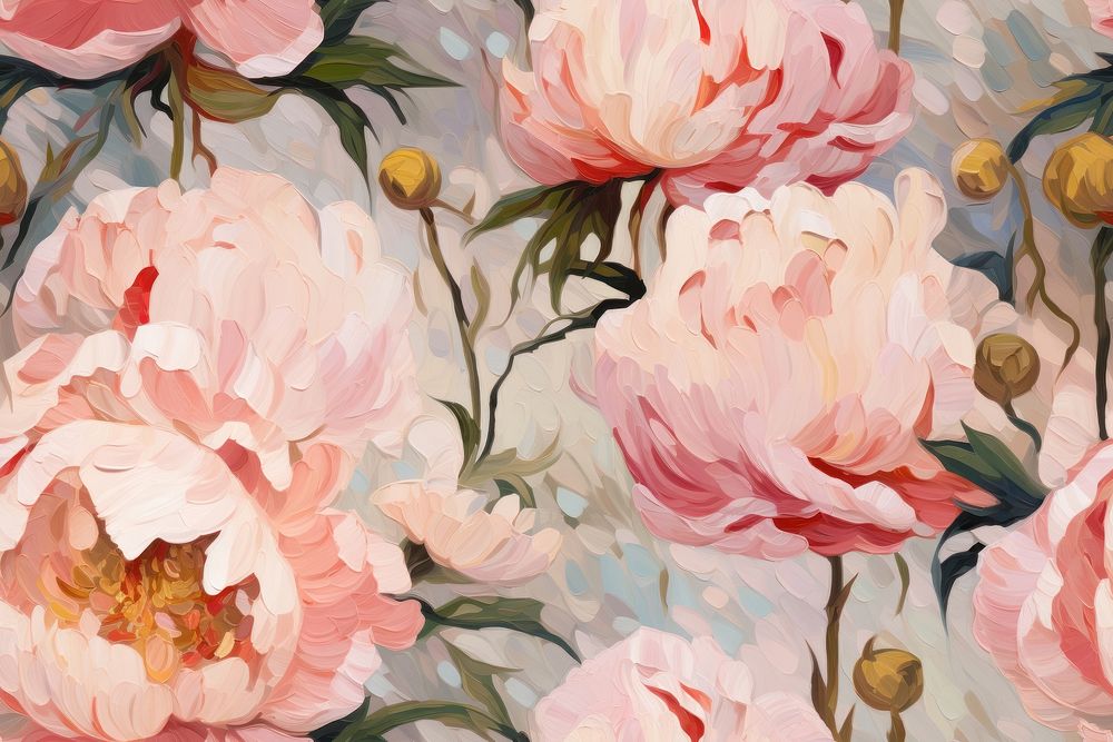 Pattern of peony painting flower plant. 