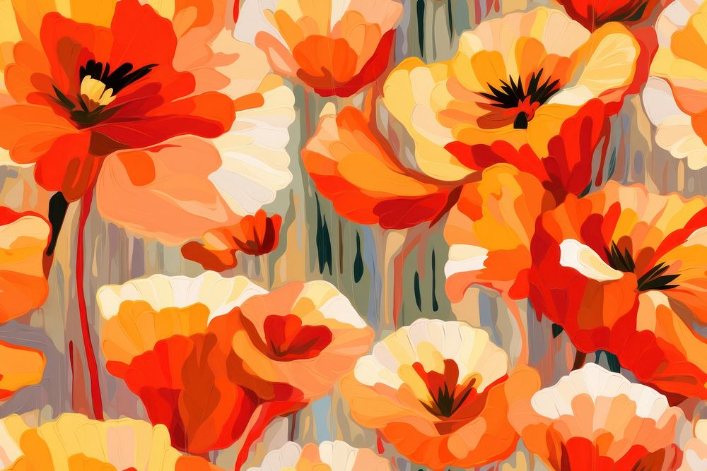 Pattern of poppies painting flower petal. AI generated Image by rawpixel.