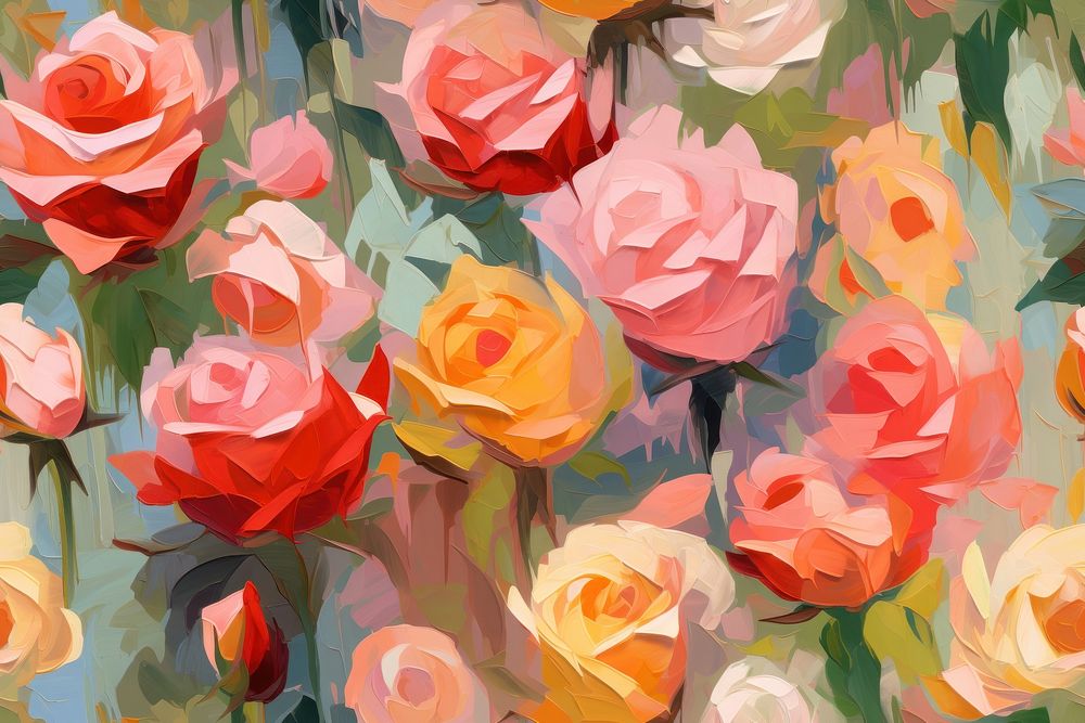 Pattern of roses painting flower plant. AI generated Image by rawpixel.