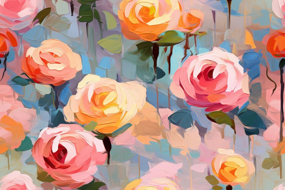 Pattern of roses painting flower plant. AI generated Image by rawpixel.