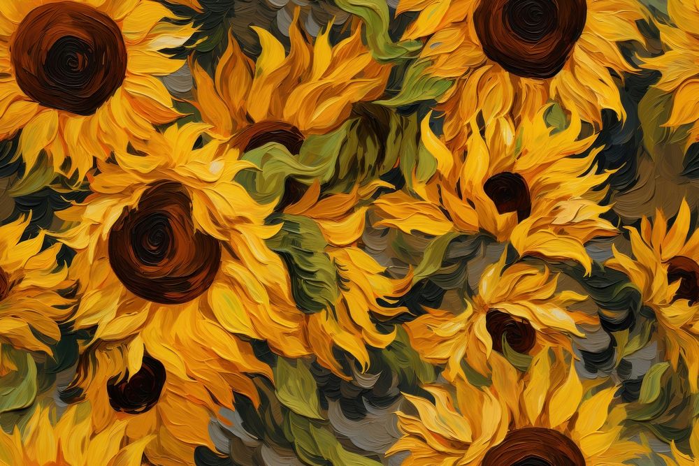 Pattern of sunflower painting plant petal. AI generated Image by rawpixel.