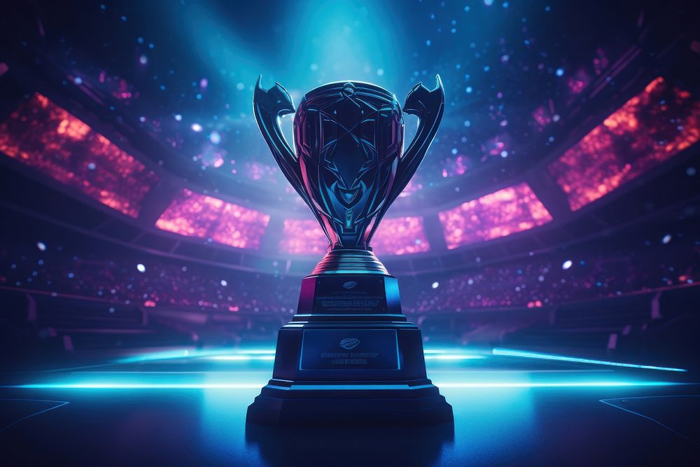 Esports winner trophy light illuminated achievement. AI generated Image by rawpixel.