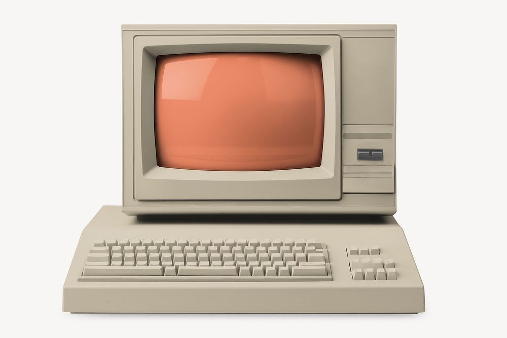 Vintage computer with orange screen