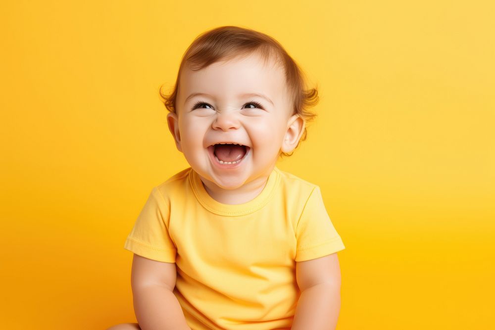 Baby sitting and laughing happiness innocence enjoyment. AI generated Image by rawpixel.