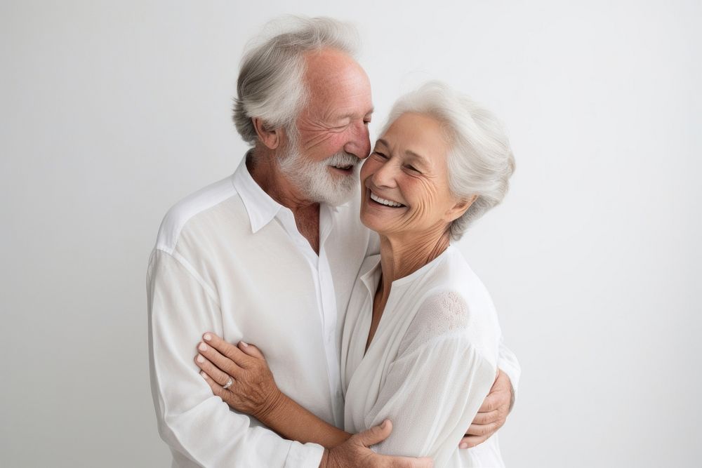 Elderly couple hugging photography portrait romance. AI generated Image by rawpixel.