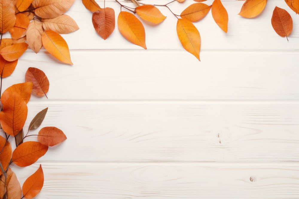 Orange leaves wood backgrounds plant. AI generated Image by rawpixel.