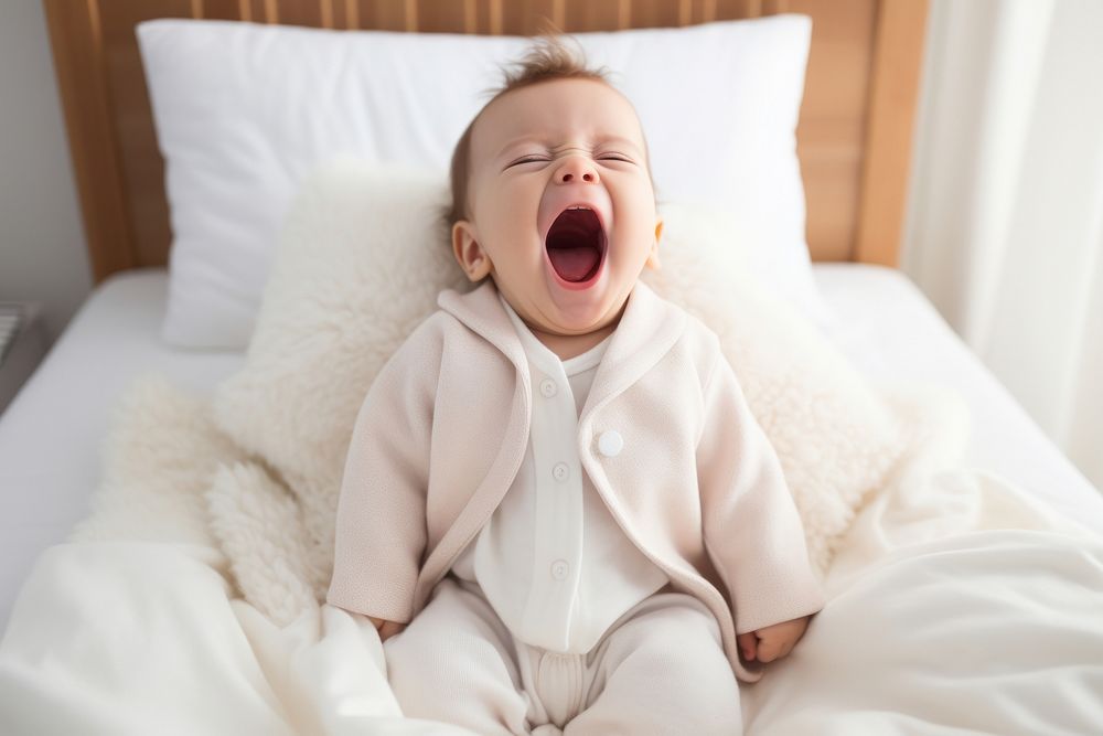 Baby yawn yawning comfortable relaxation. AI generated Image by rawpixel.