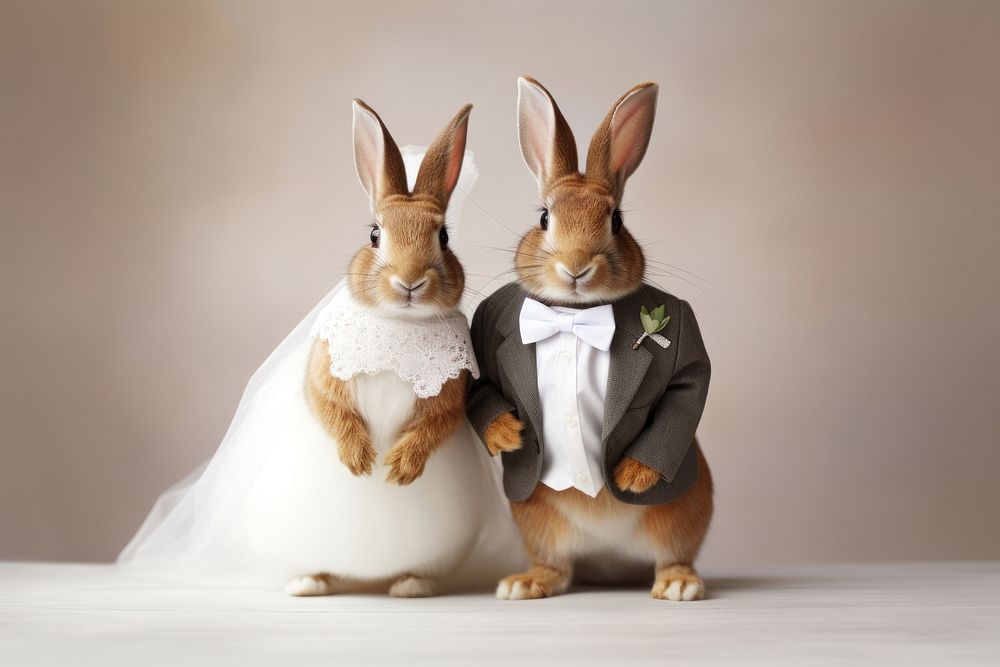 Baby bunny animal wedding rodent. AI generated Image by rawpixel.