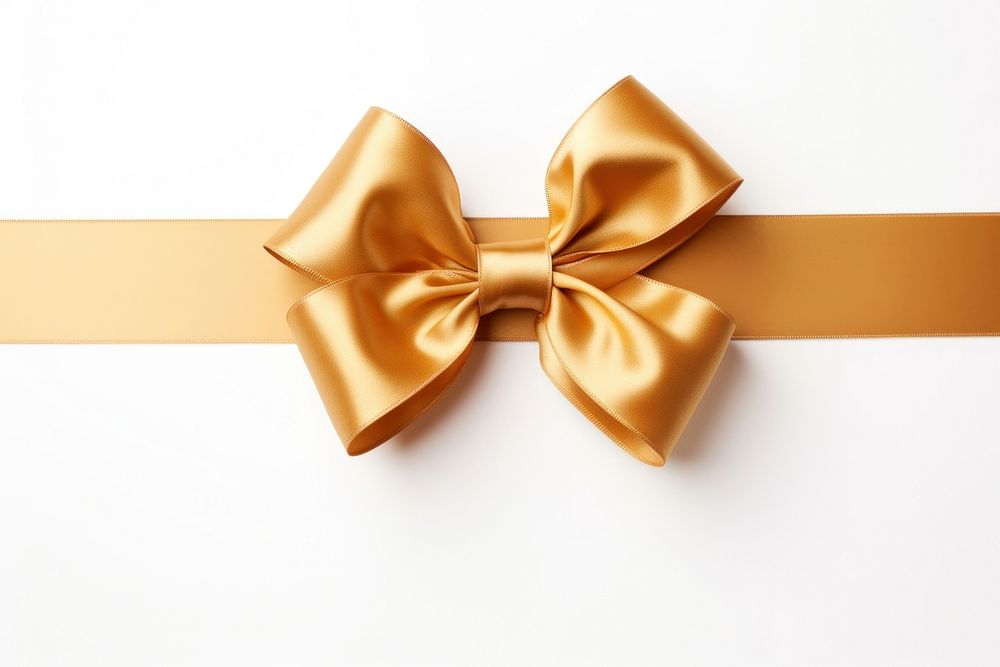Gold gift ribbon and bow cross shape white background celebration anniversary. AI generated Image by rawpixel.