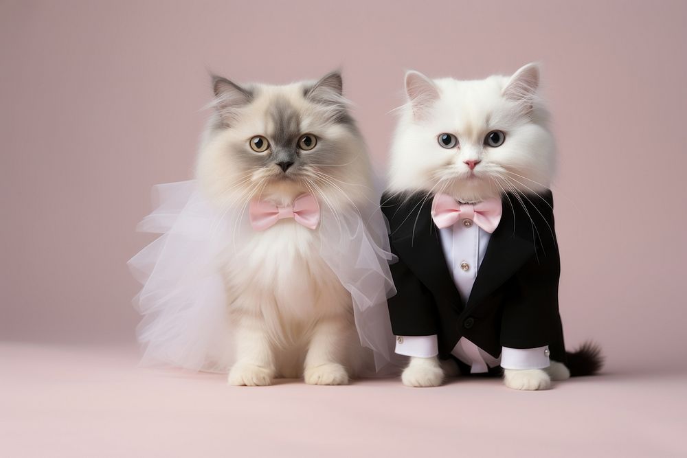 Kitten with full body animal portrait wedding. AI generated Image by rawpixel.