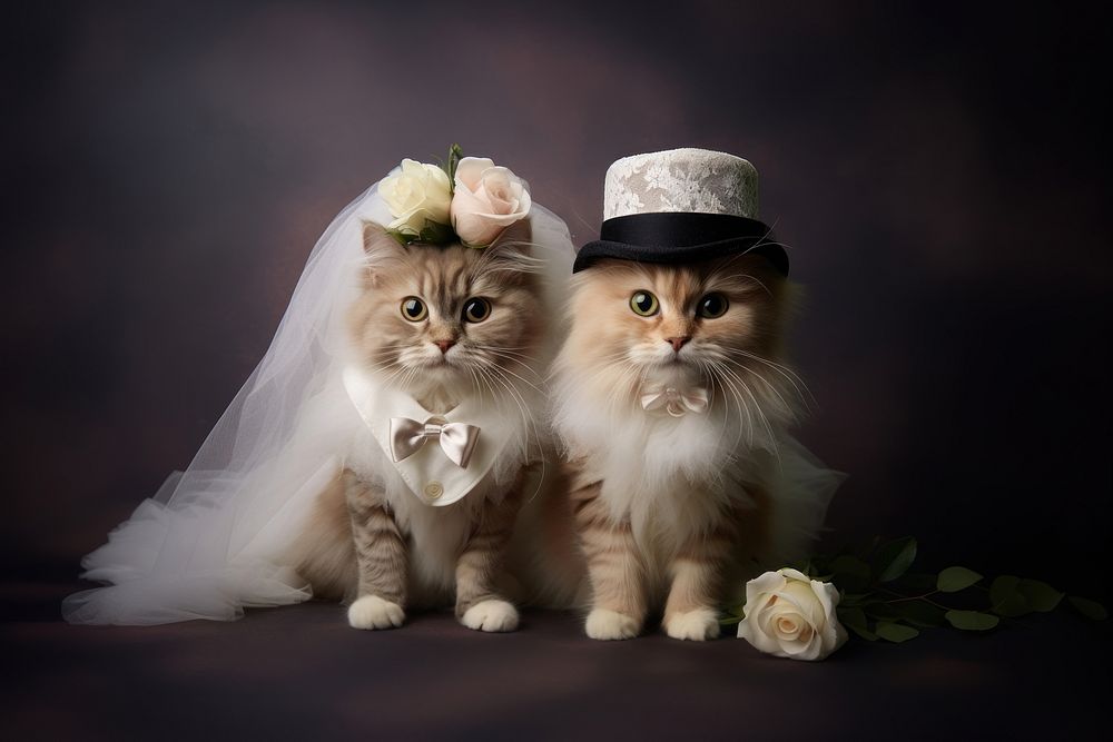 Kitten with full body animal portrait wedding. AI generated Image by rawpixel.