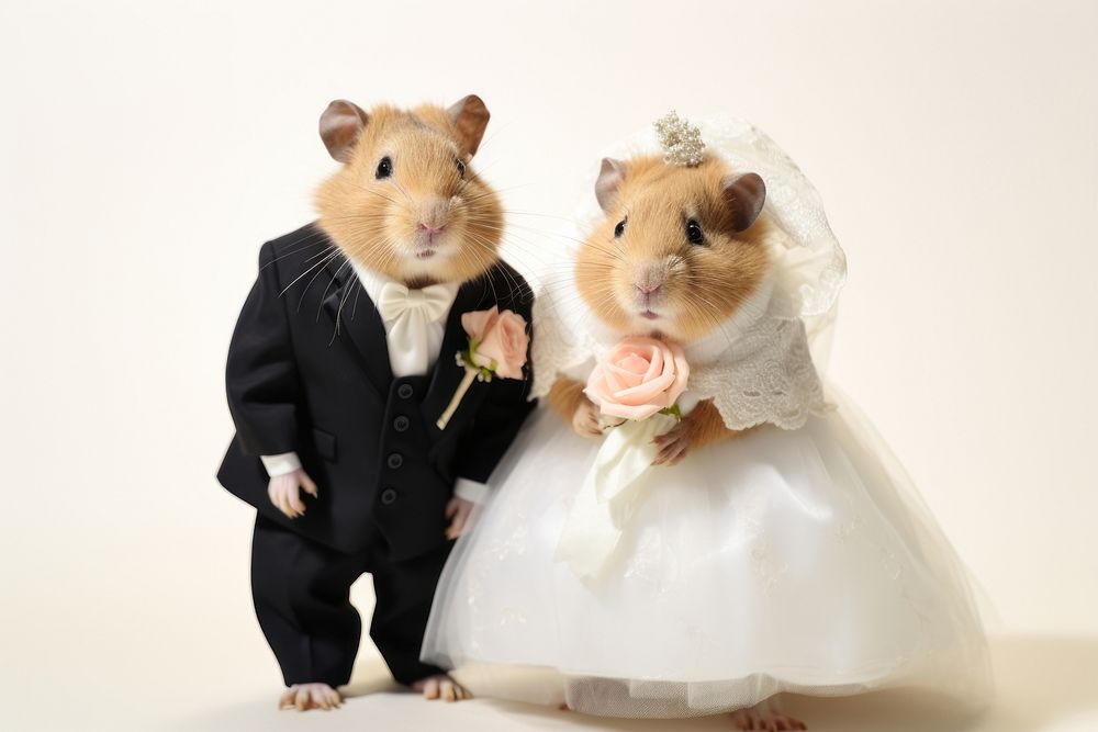 Hamster with full body wedding animal bride. AI generated Image by rawpixel.