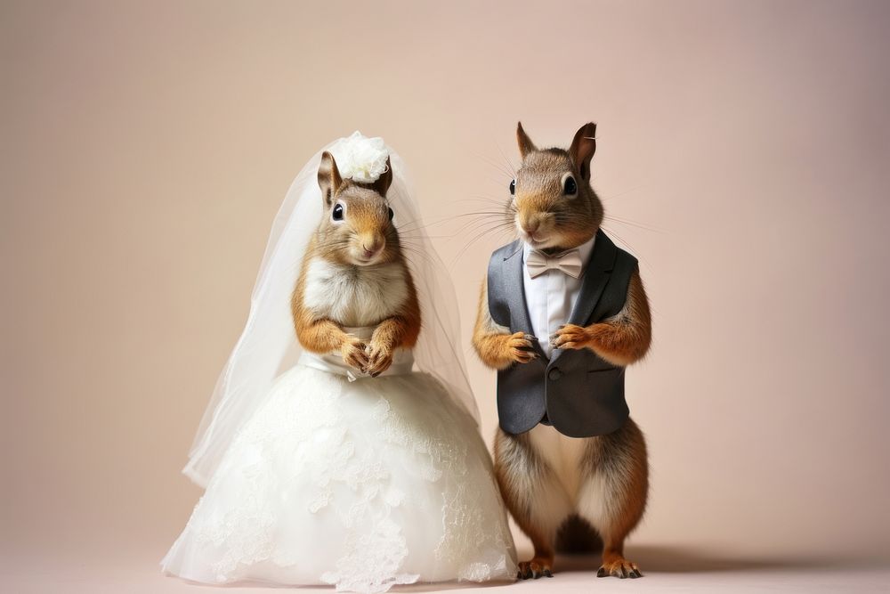 Squirrel with full body wedding animal mammal. AI generated Image by rawpixel.