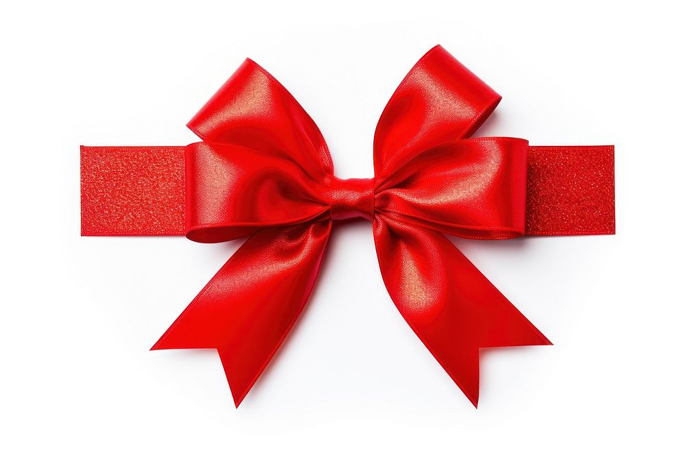 Red gift ribbon and bow cross shape white background celebration accessories. AI generated Image by rawpixel.