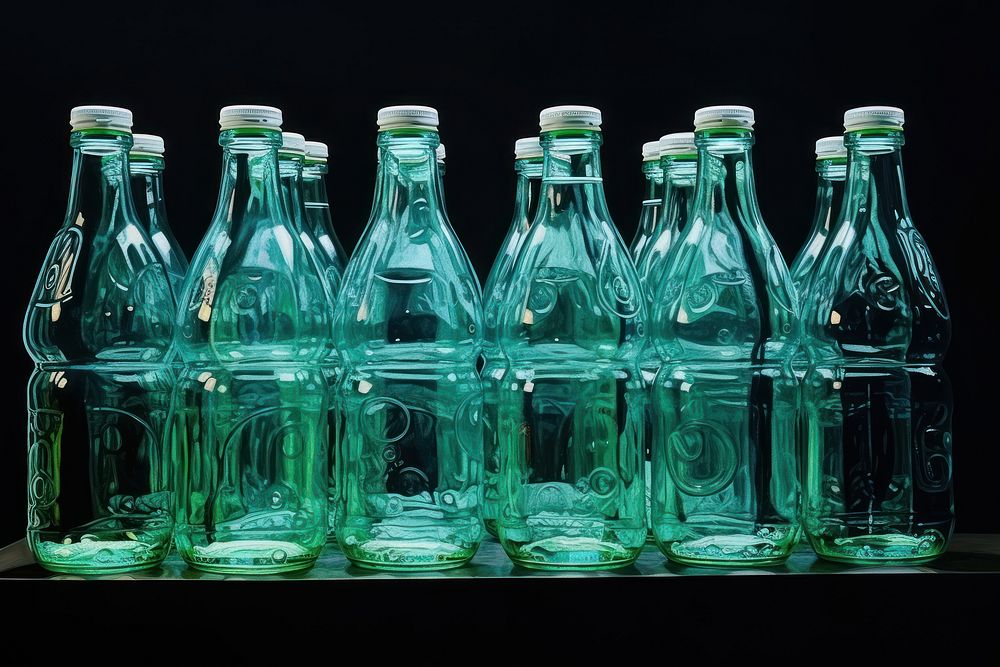 Plastic bottles of water glass refreshment arrangement. AI generated Image by rawpixel.
