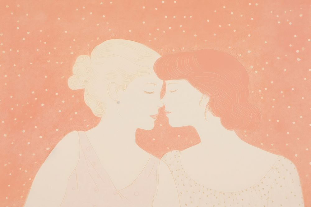 Love background kissing art togetherness. AI generated Image by rawpixel.