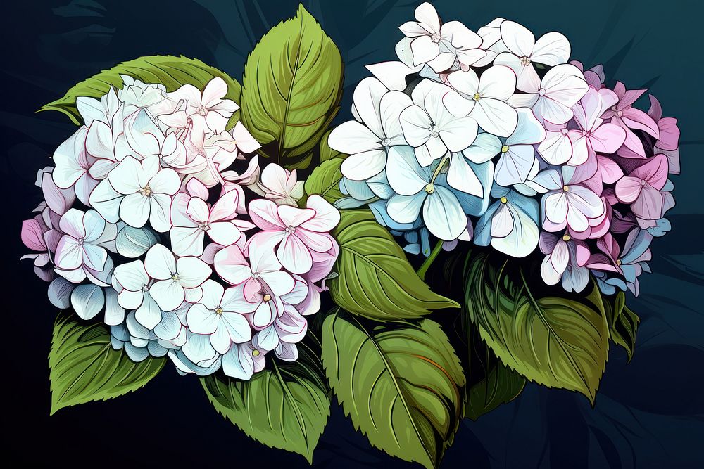 Hydrangea flowers plant lilac inflorescence. AI generated Image by rawpixel.
