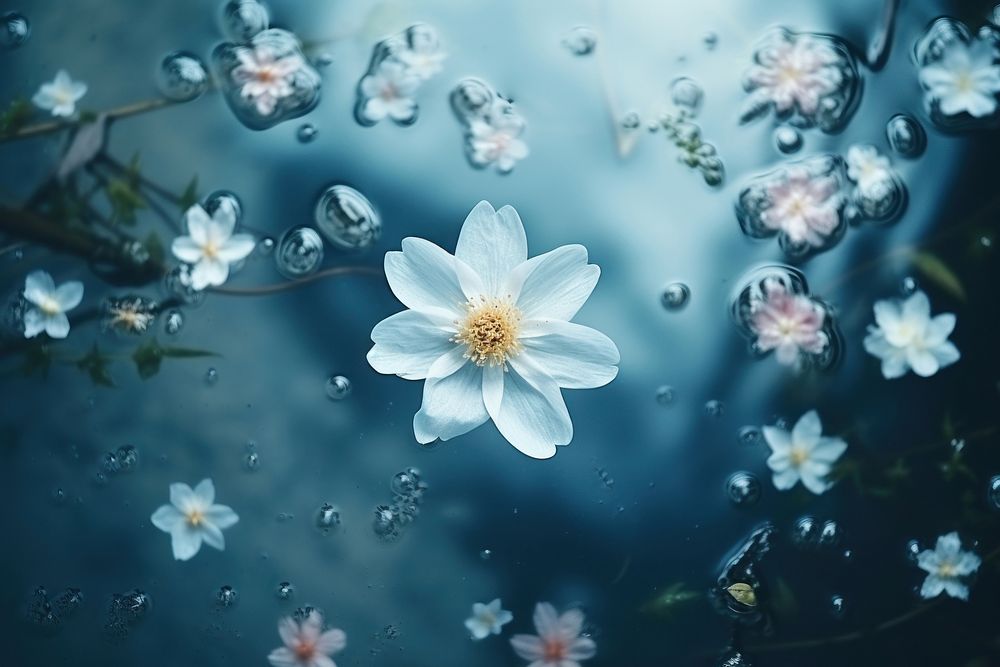 Flower floating on river surface outdoors blossom nature. AI generated Image by rawpixel.
