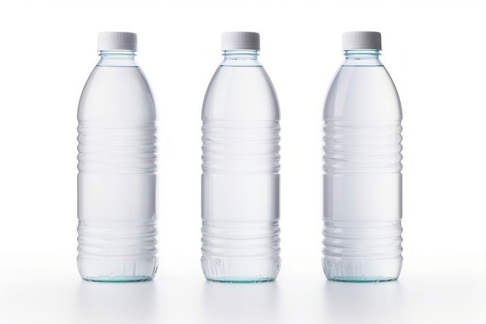 Plastic bottles of water drink white background refreshment. AI generated Image by rawpixel.