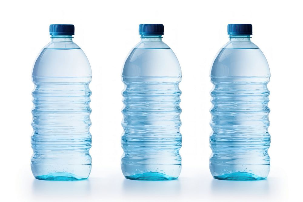 Plastic bottles of water drink white background refreshment. AI generated Image by rawpixel.
