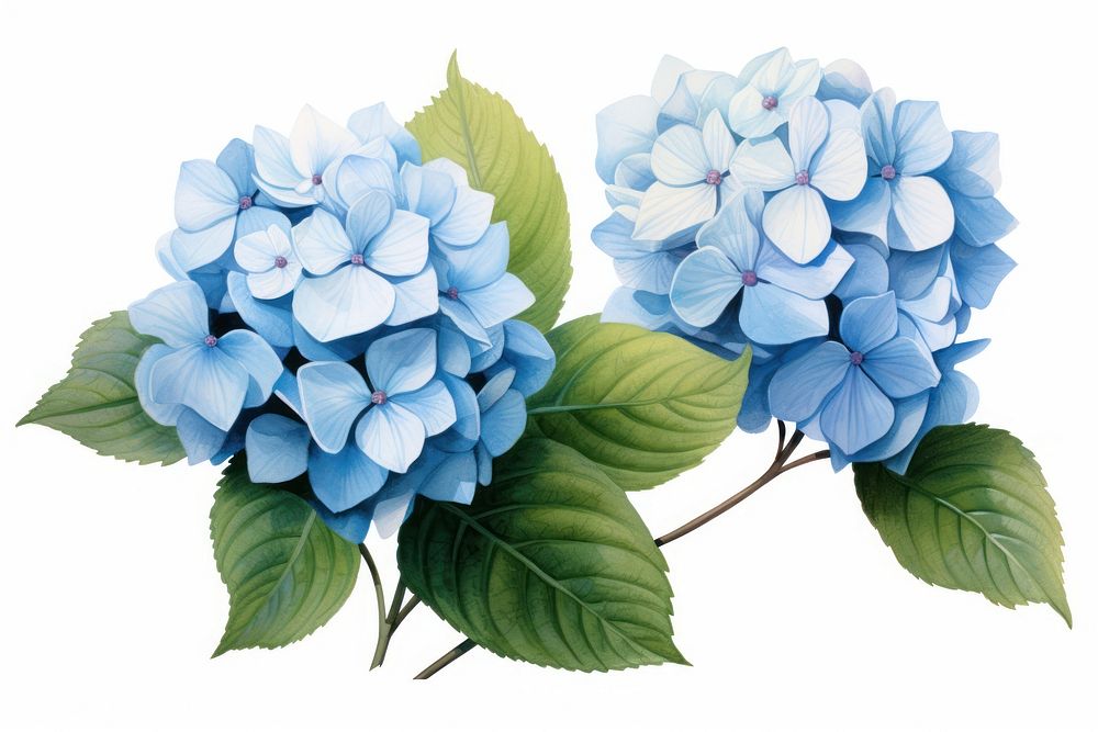 Hydrangea flowers plant leaf blue. AI generated Image by rawpixel.