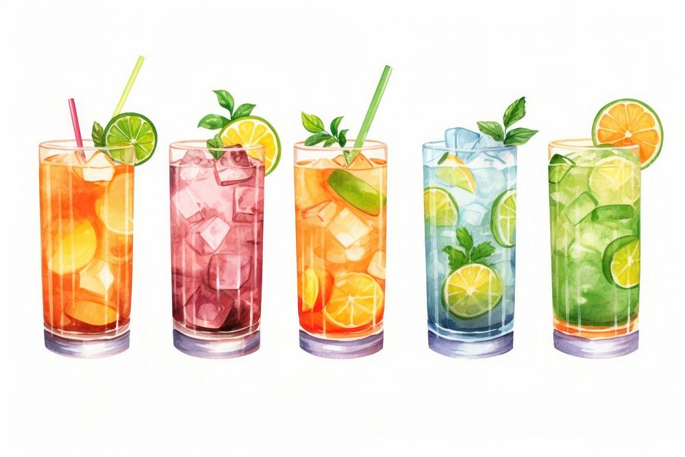Various cocktail drinks mojito summer fruit. AI generated Image by rawpixel.
