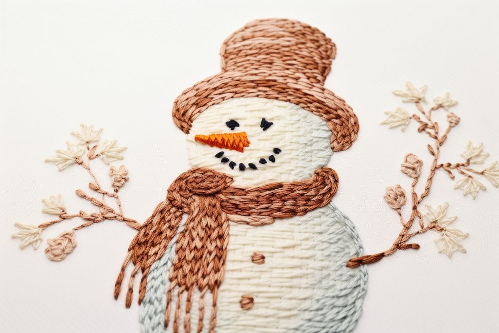 Snowman embroidery celebration pattern. AI generated Image by rawpixel.