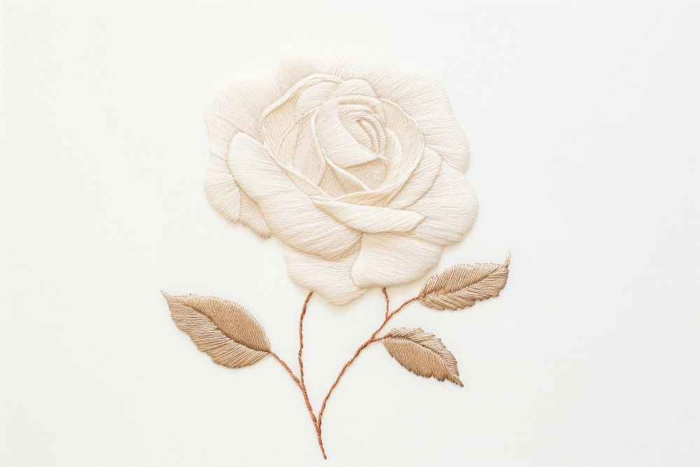 A white rose embroidery pattern flower. AI generated Image by rawpixel.