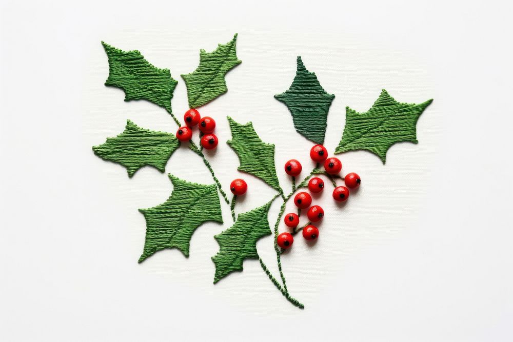 Christmas holly celebration embroidery pattern. AI generated Image by rawpixel.