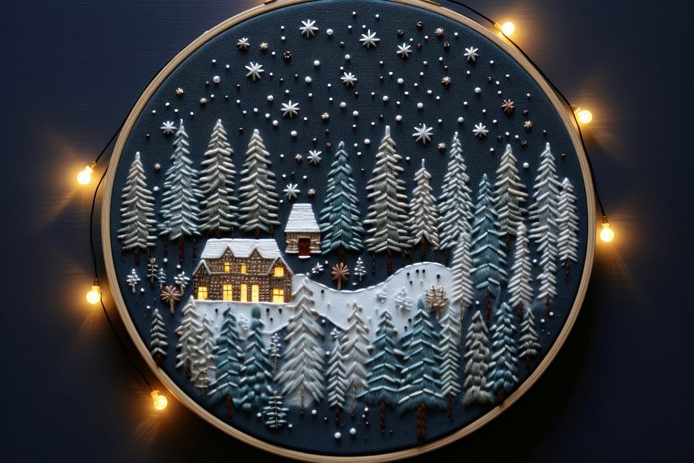 Christmas lights celebration embroidery pattern. AI generated Image by rawpixel.