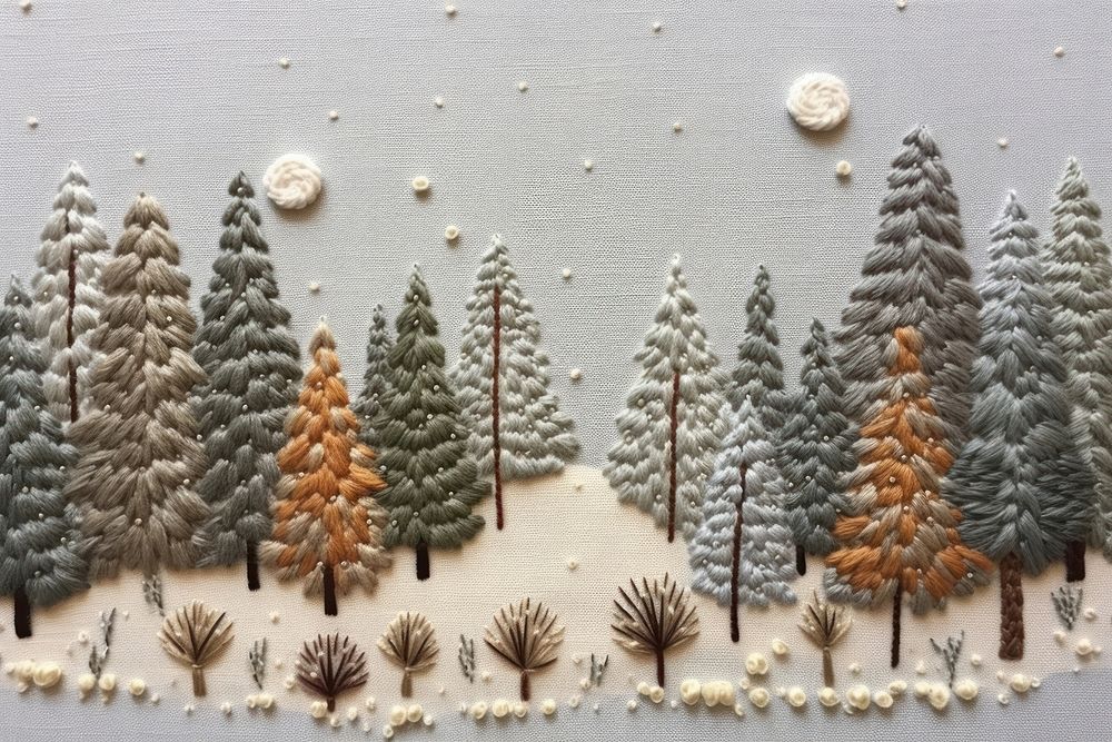 Christmas scene embroidery pattern stitch. 