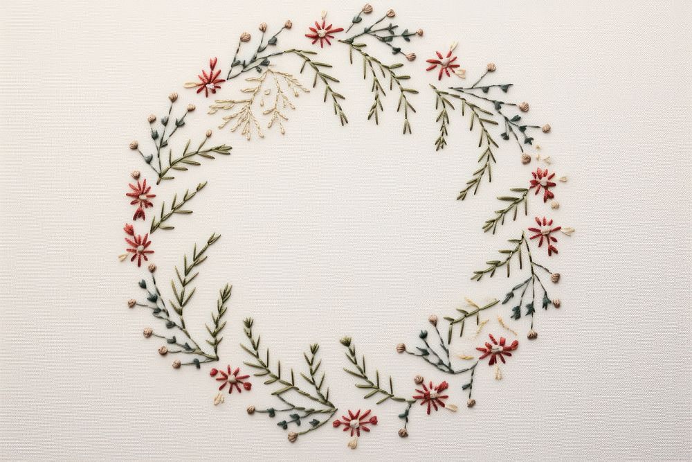 Christmas wreath embroidery celebration pattern. AI generated Image by rawpixel.