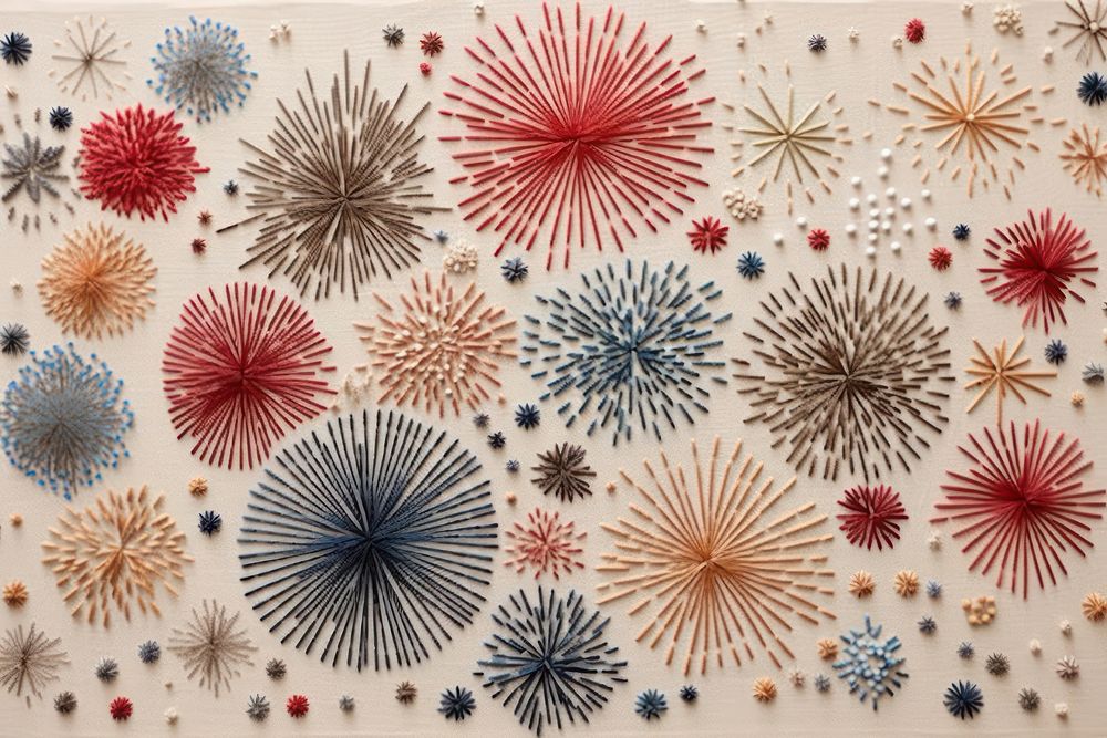 Fireworks celebration embroidery pattern. AI generated Image by rawpixel.