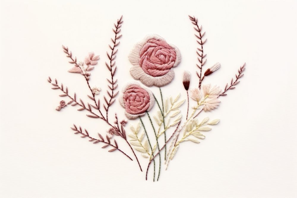 Rose bouquet embroidery pattern stitch. Free Photo Illustration