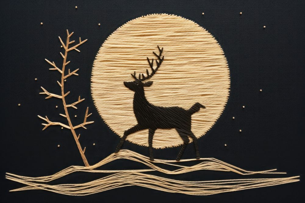 Reindeer sleigh silhouette animal mammal. AI generated Image by rawpixel.