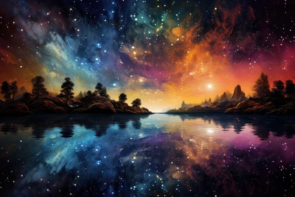Colorful universe landscape astronomy outdoors. AI generated Image by rawpixel.