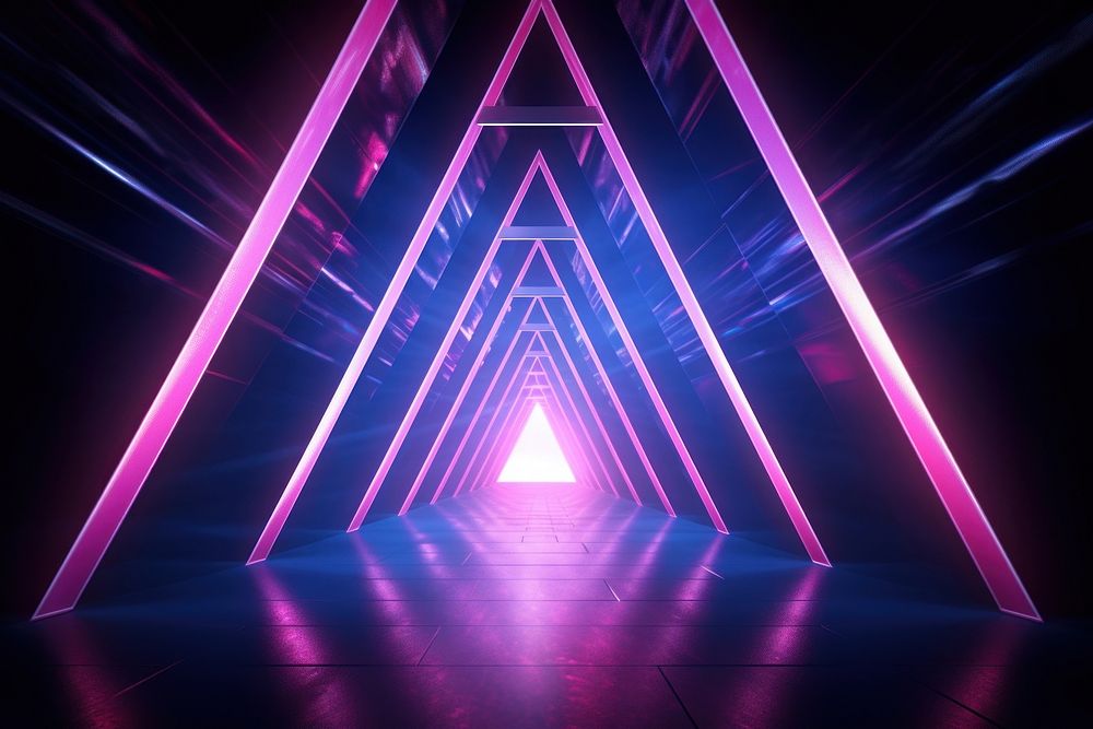 Neon geometric background purple light laser. AI generated Image by rawpixel.