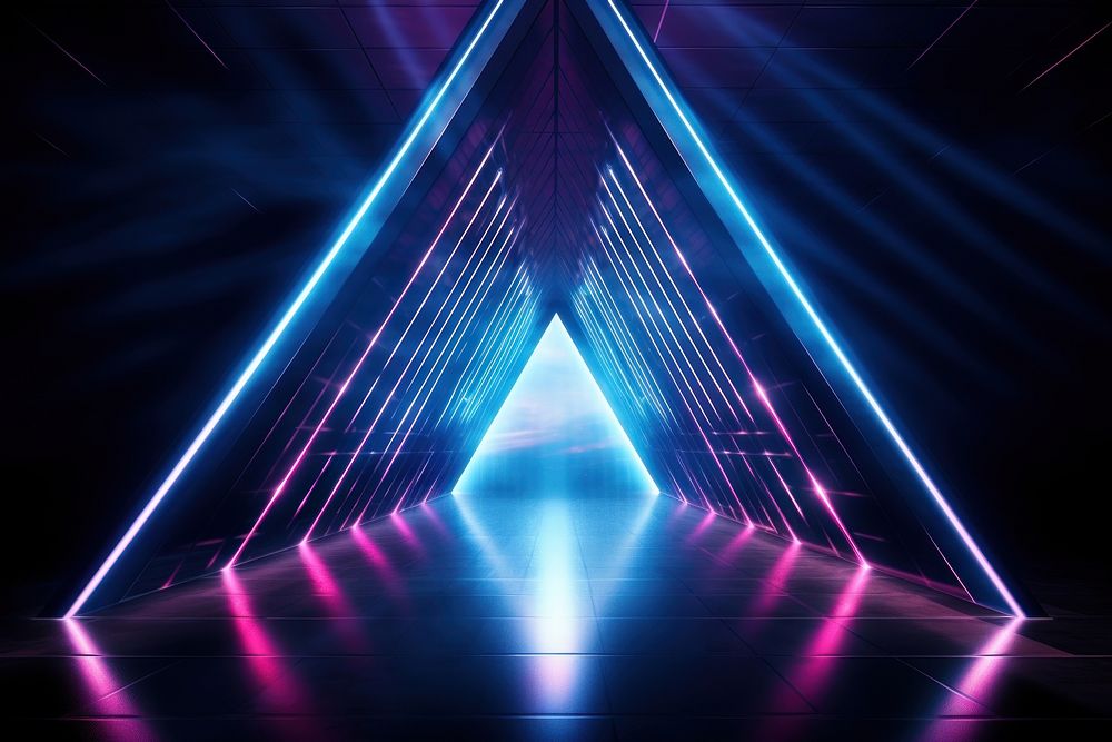 Neon geometric background light backgrounds purple. AI generated Image by rawpixel.