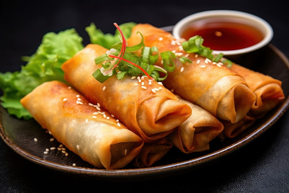 Food spring roll asian food appetizer. AI generated Image by rawpixel.