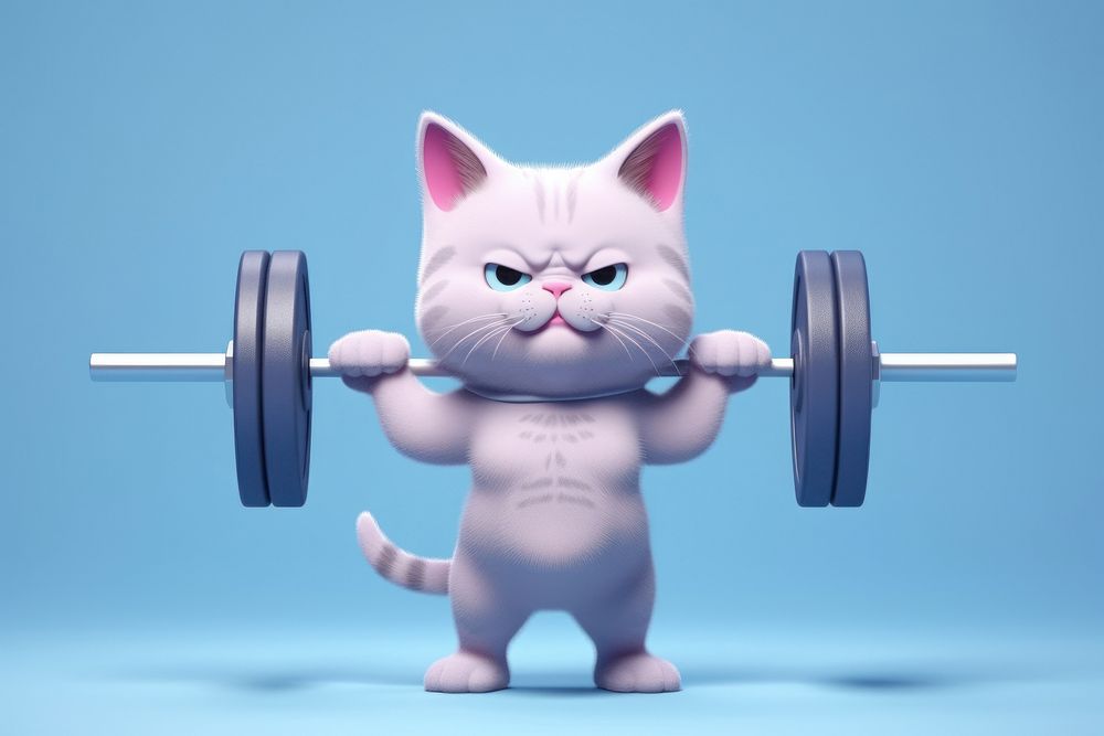 Lifting weight cartoon mammal gym. AI generated Image by rawpixel.