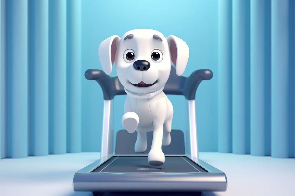 Running on a treadmill mammal animal cute. AI generated Image by rawpixel.
