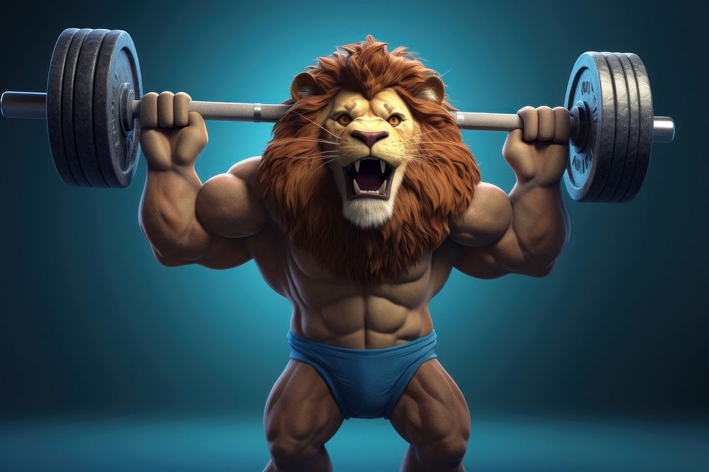 Lifting weight fitness sports mammal. AI generated Image by rawpixel.