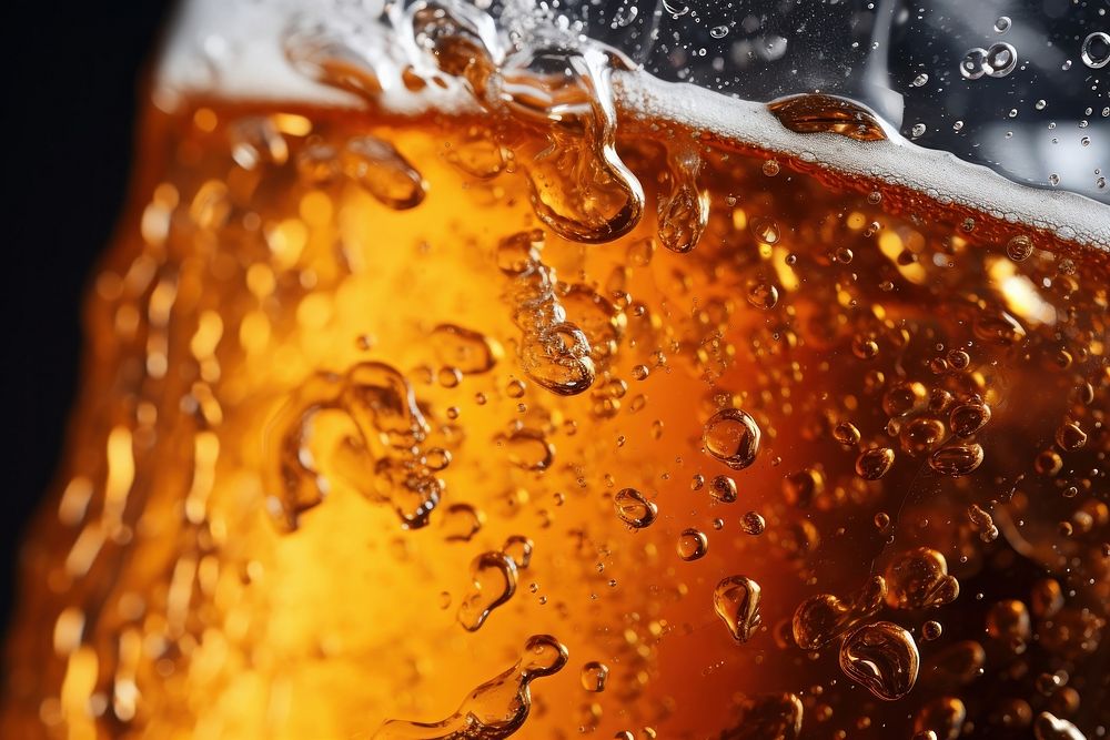 Zoomed in fizzy beer glass drink lager. AI generated Image by rawpixel.