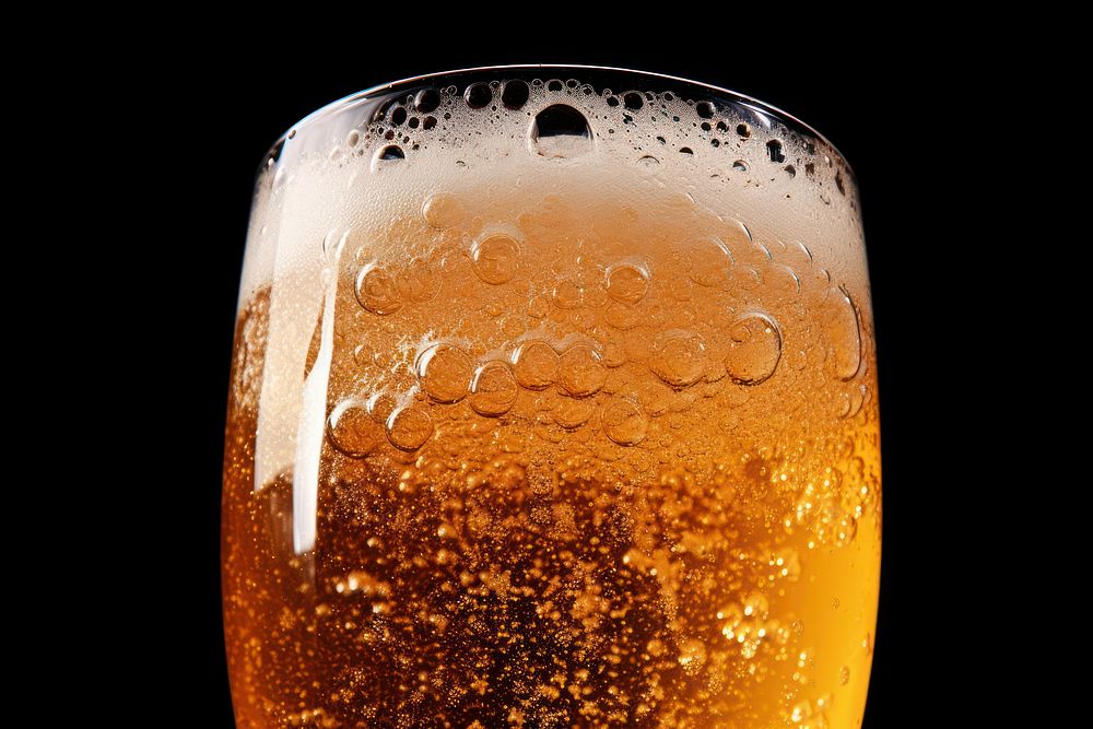 Zoomed in fizzy beer glass bottle drink. AI generated Image by rawpixel.