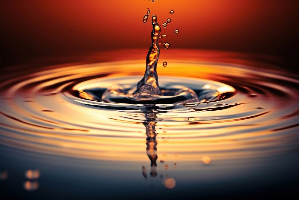Zoomed in water dropping outdoors nature water surface. AI generated Image by rawpixel.