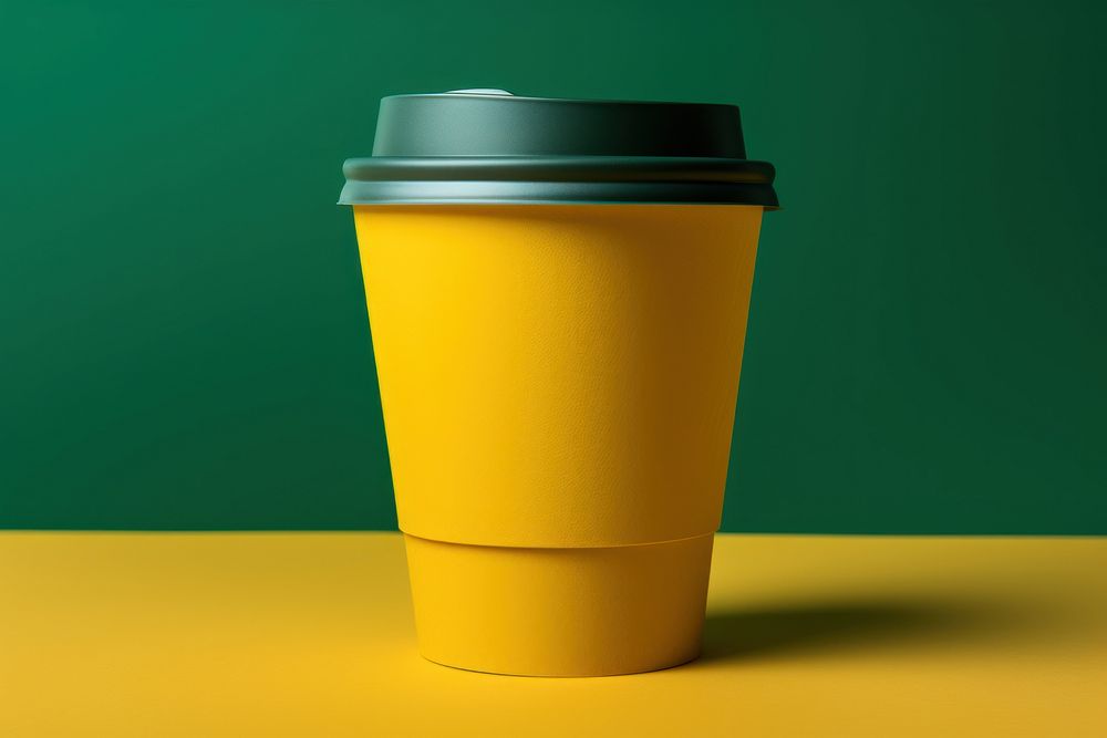 Coffeecup yellow mug yellow background. AI generated Image by rawpixel.